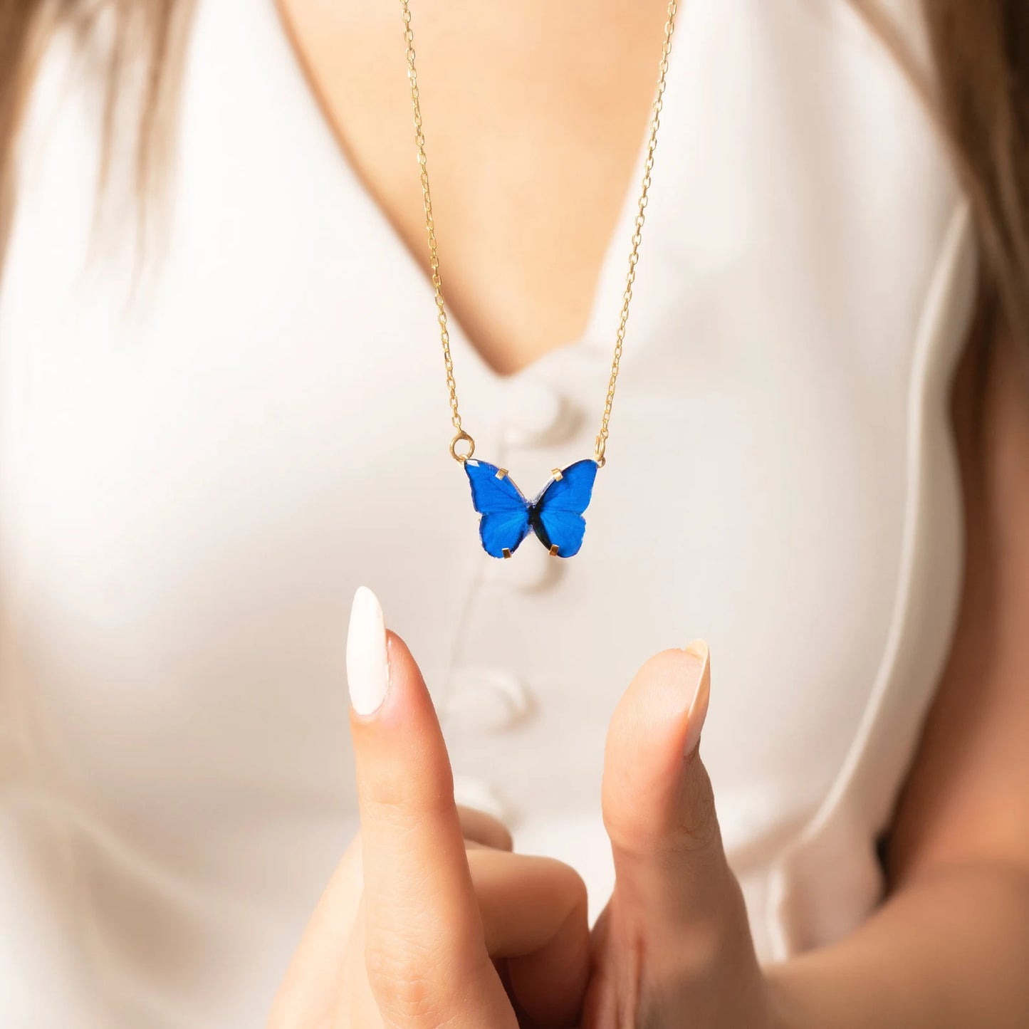 Butterfly Necklace Blue