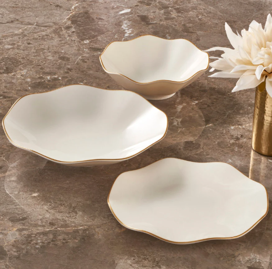 White Wave Plate Set (Set of 24)