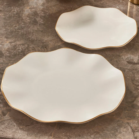 White Wave Plate Set (Set of 24)