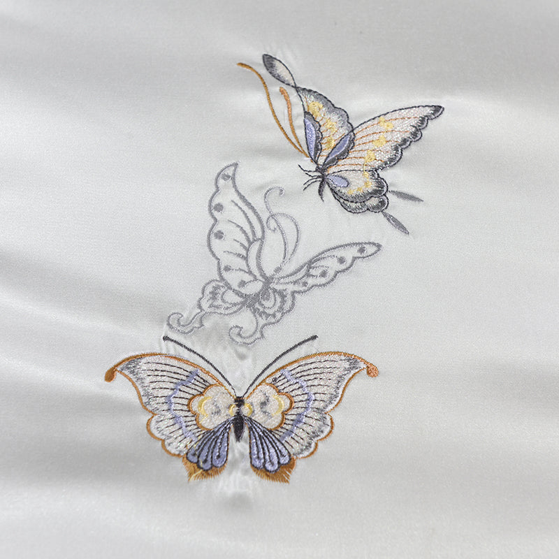 Flying Butterfly White Duvet Cover Set (Satin and Egyptian Cotton)