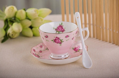 Espresso cups saucer set flowers / animals