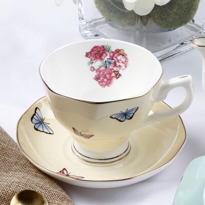 Espresso cups saucer set flowers / animals