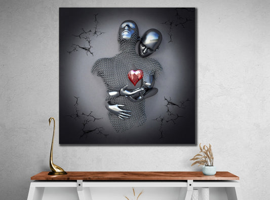 Tela di cuore rosso 3D