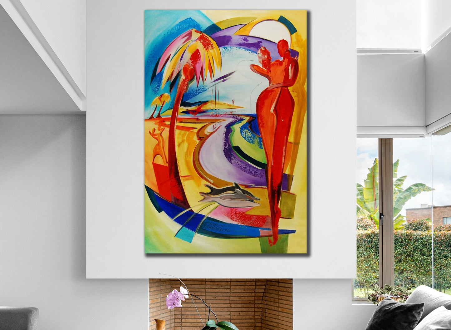 Pair / Dolphins Abstract Canvas