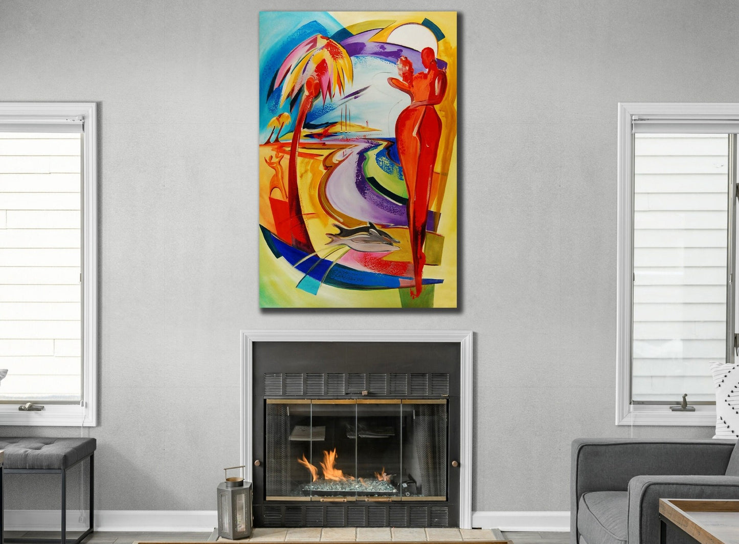 Pair / Dolphins Abstract Canvas