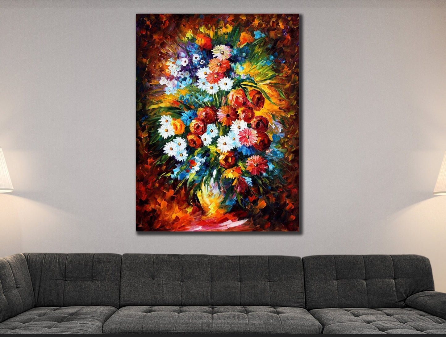 Lots of colorful flowers canvas