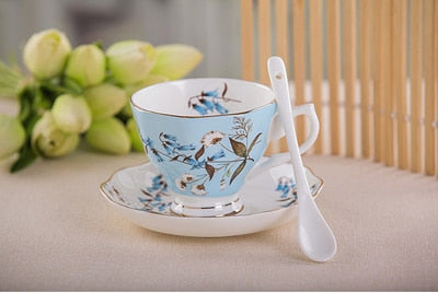 Espresso Tassen Unterteller Set Blumen / Tiere