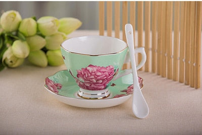 Espresso cups saucer set flowers / animals