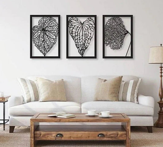 Detaillierte Blatt Metall Wandkunst (3 Stück)