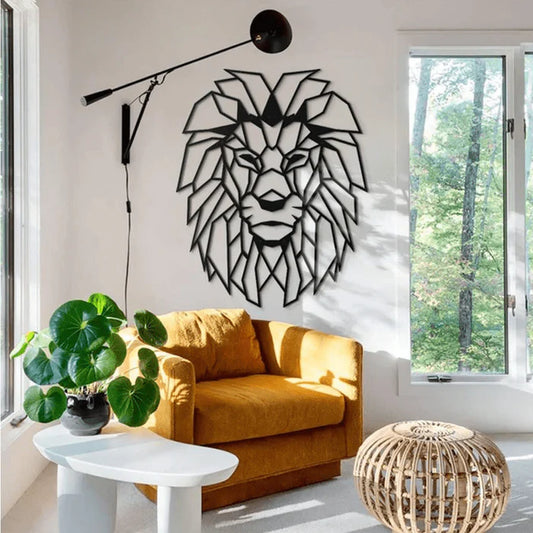 Decorazione da parete in metallo con testa di leone