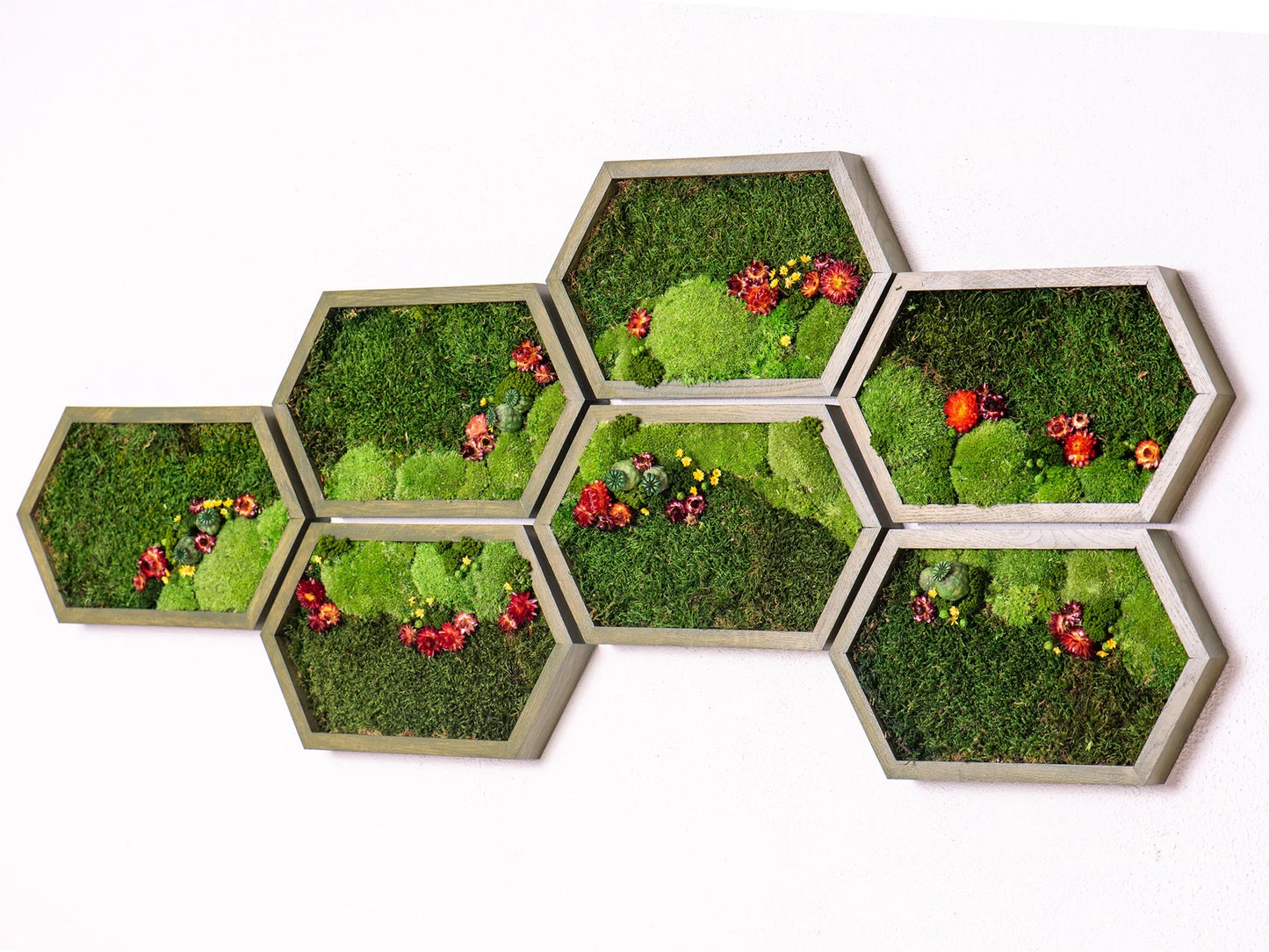 7-piece moss flowers Art by Luxana