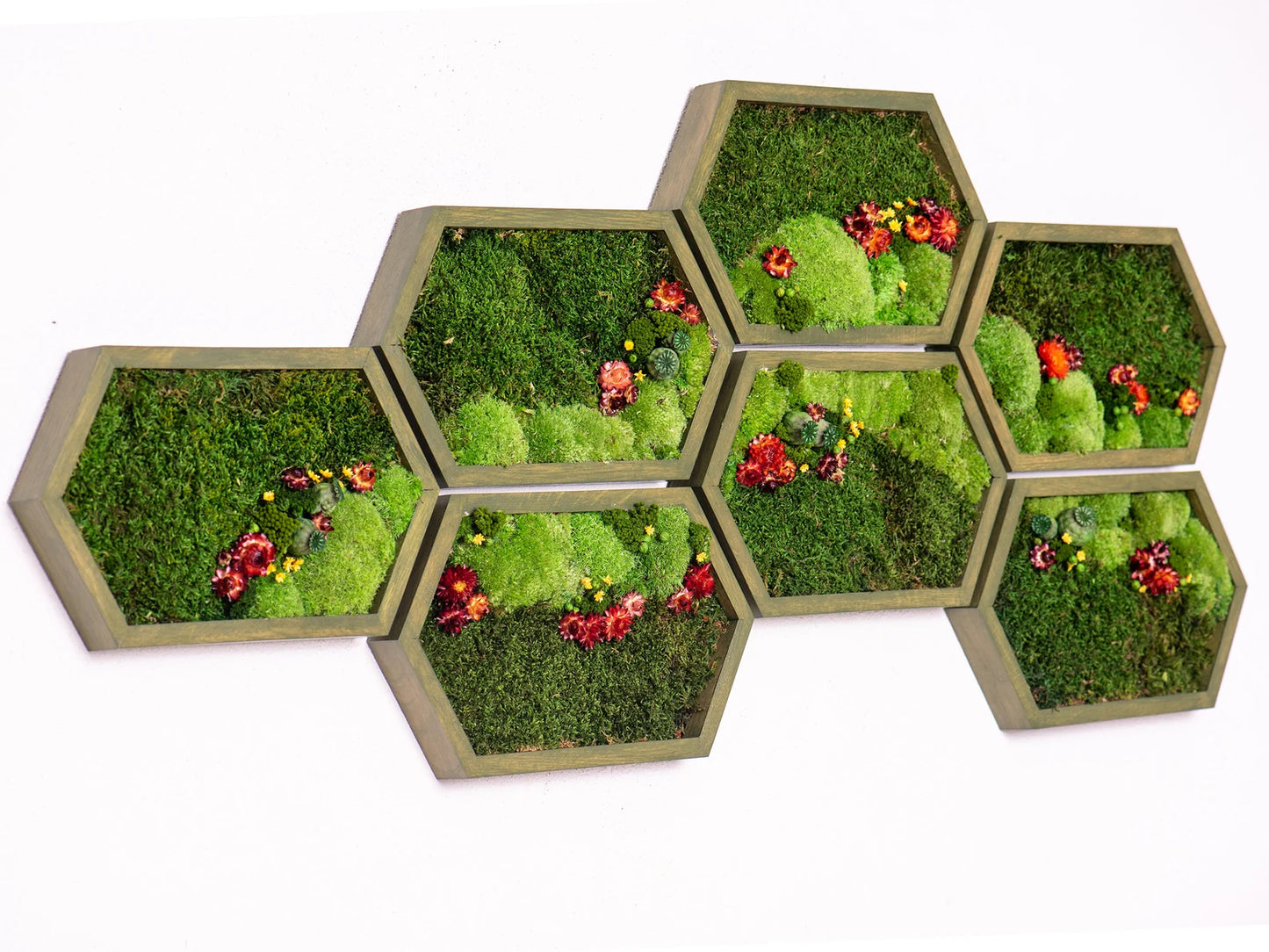 7-piece moss flowers Art by Luxana