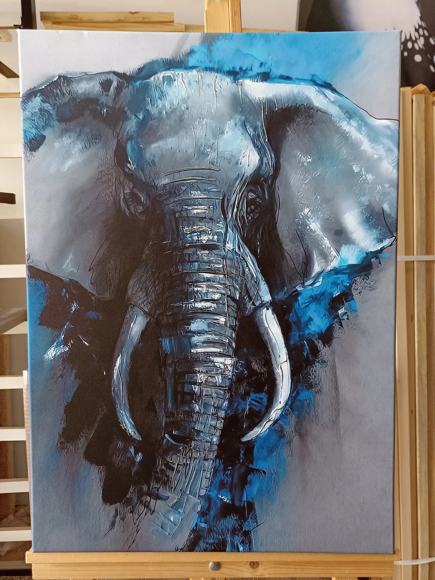 Blauer Elefant Leinwand