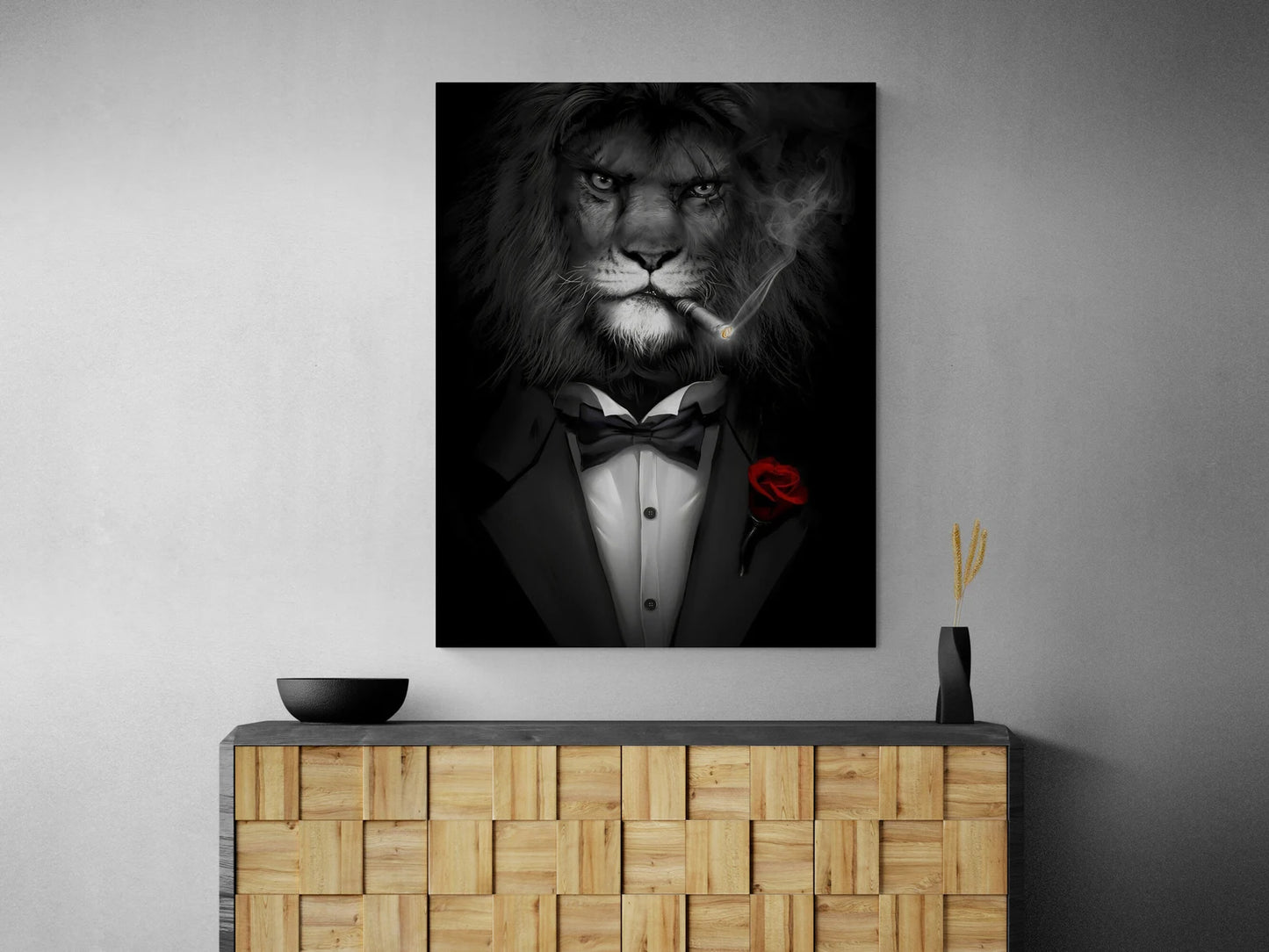 Lion Man in Black Leinwand