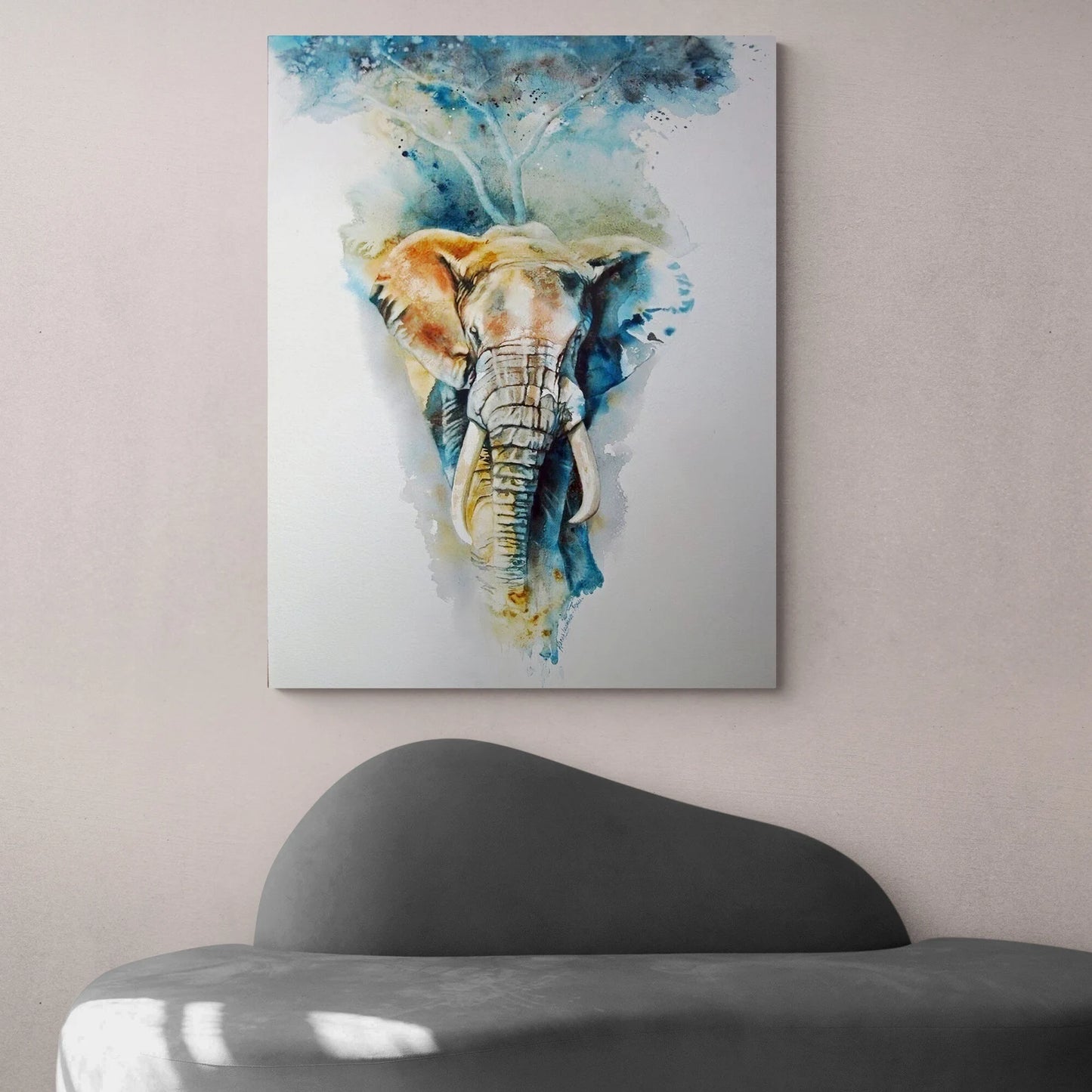 Elephant with tree canvas