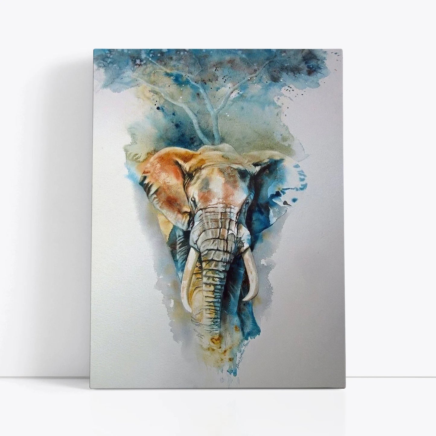 Elephant with tree canvas