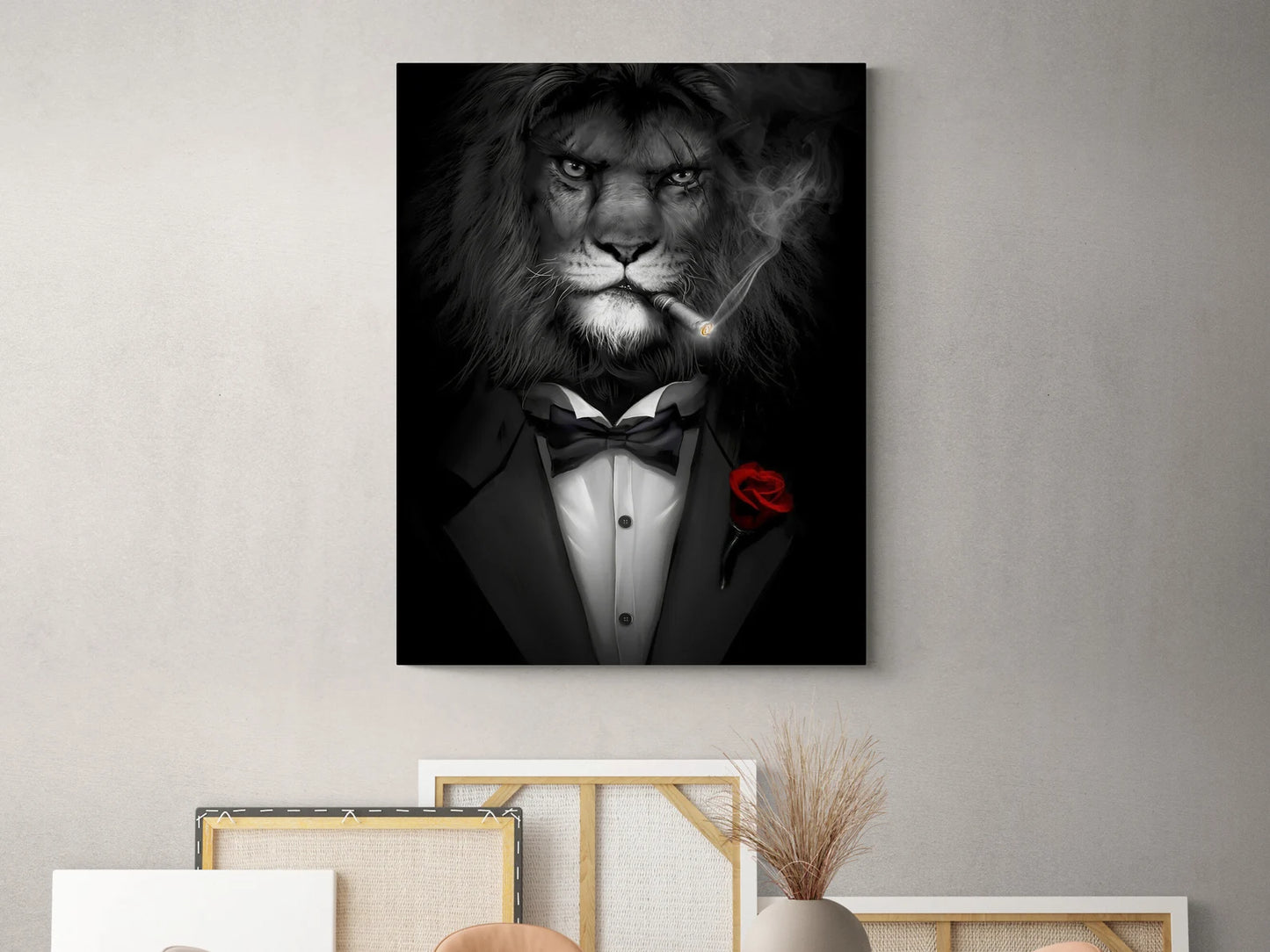 Lion Man in Black Leinwand