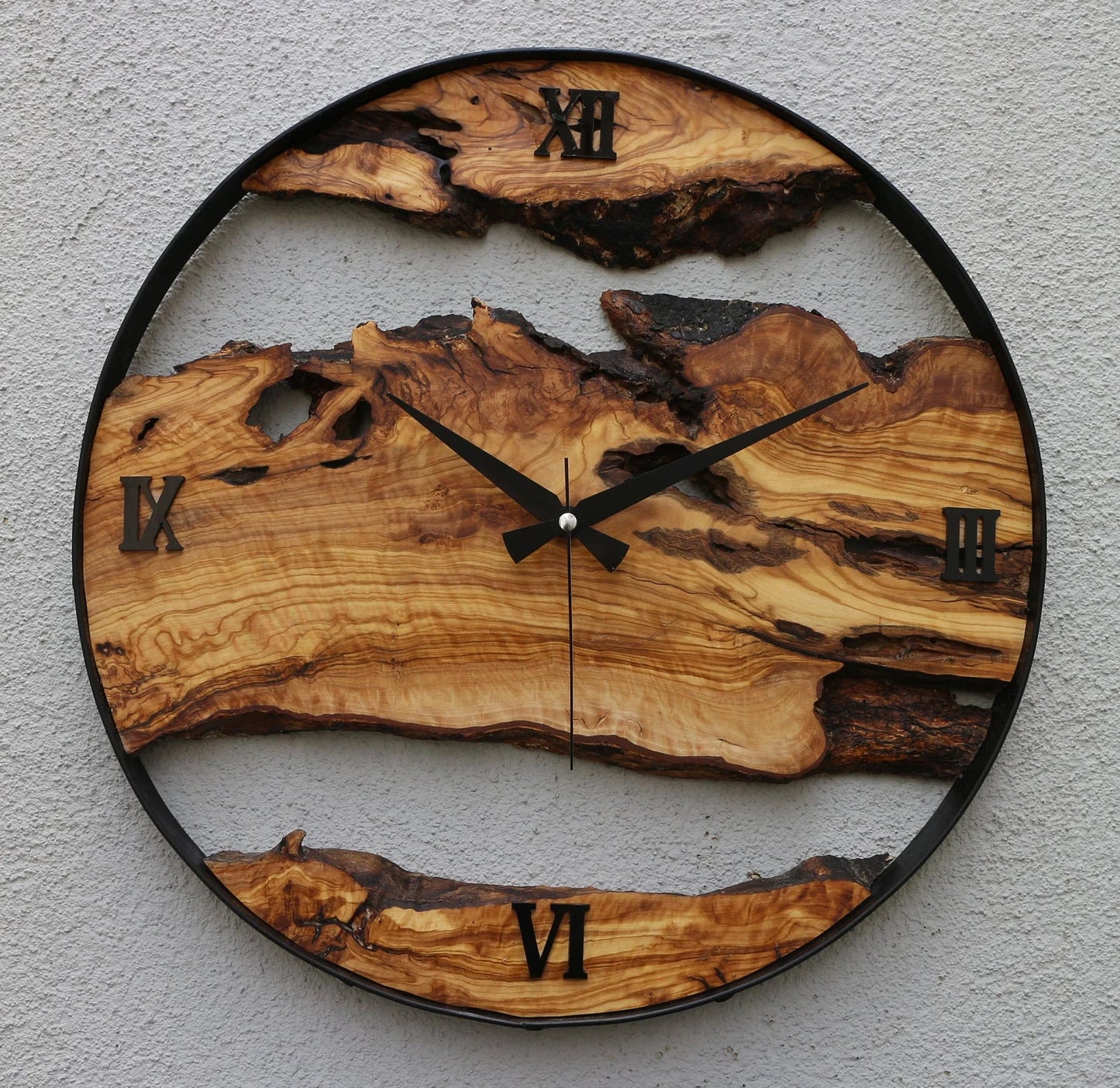 Olive tree wood clock