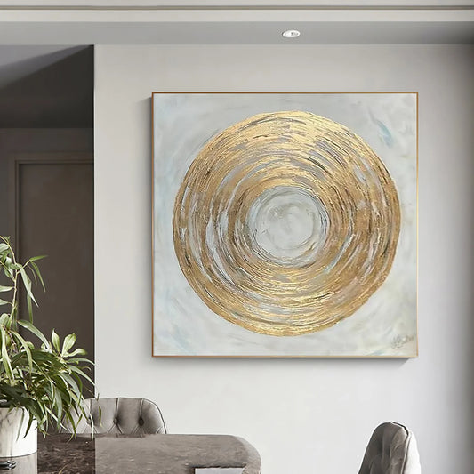 The Golden Circle on Grey Ölgemälde Handmade
