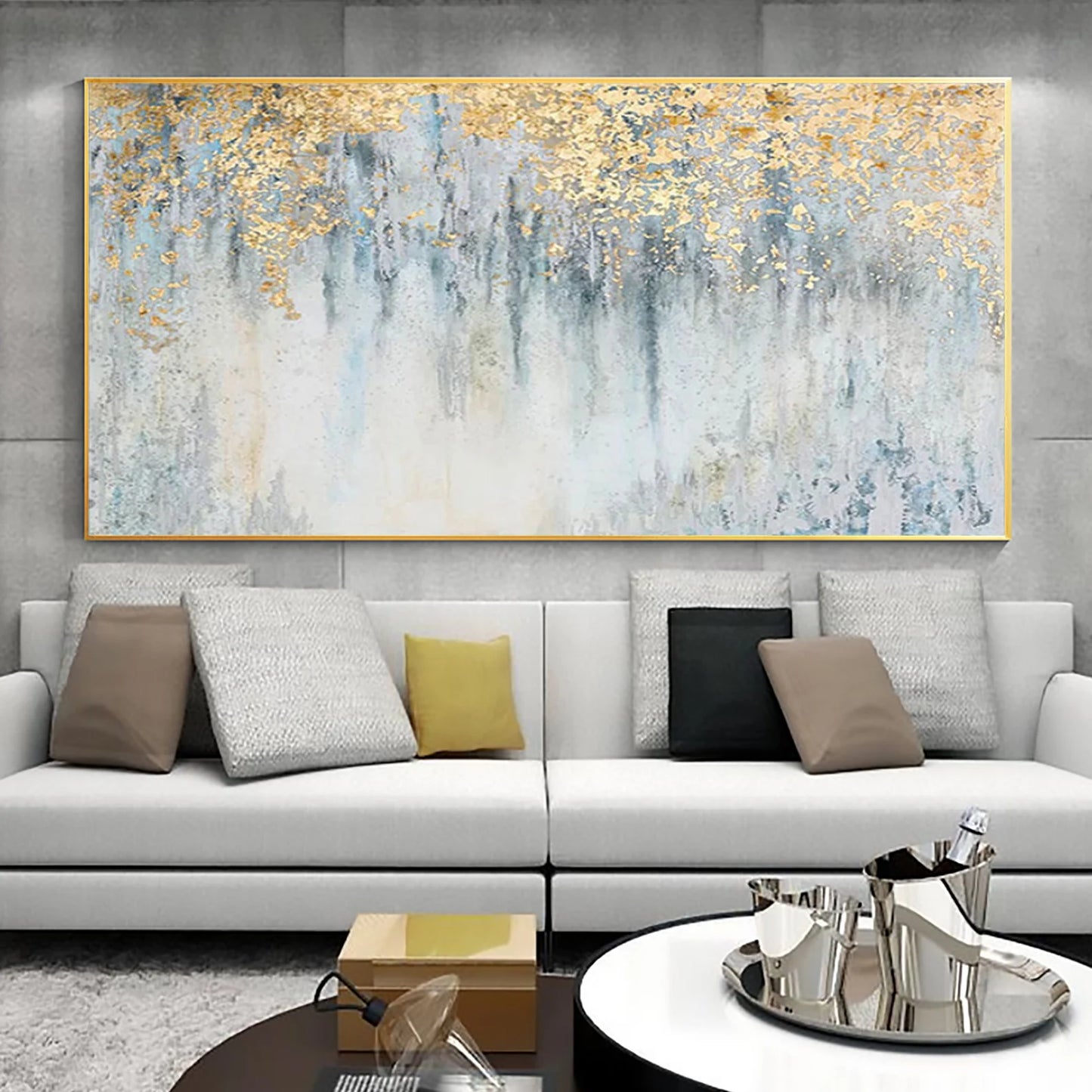 Golden Rain Oil Painting Handmade