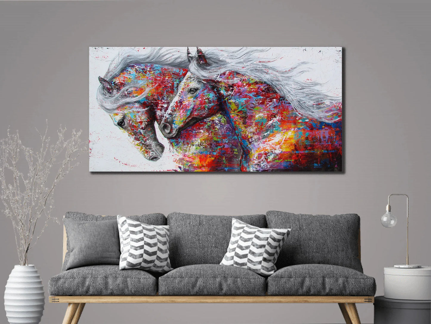 Two colorful horses canvas