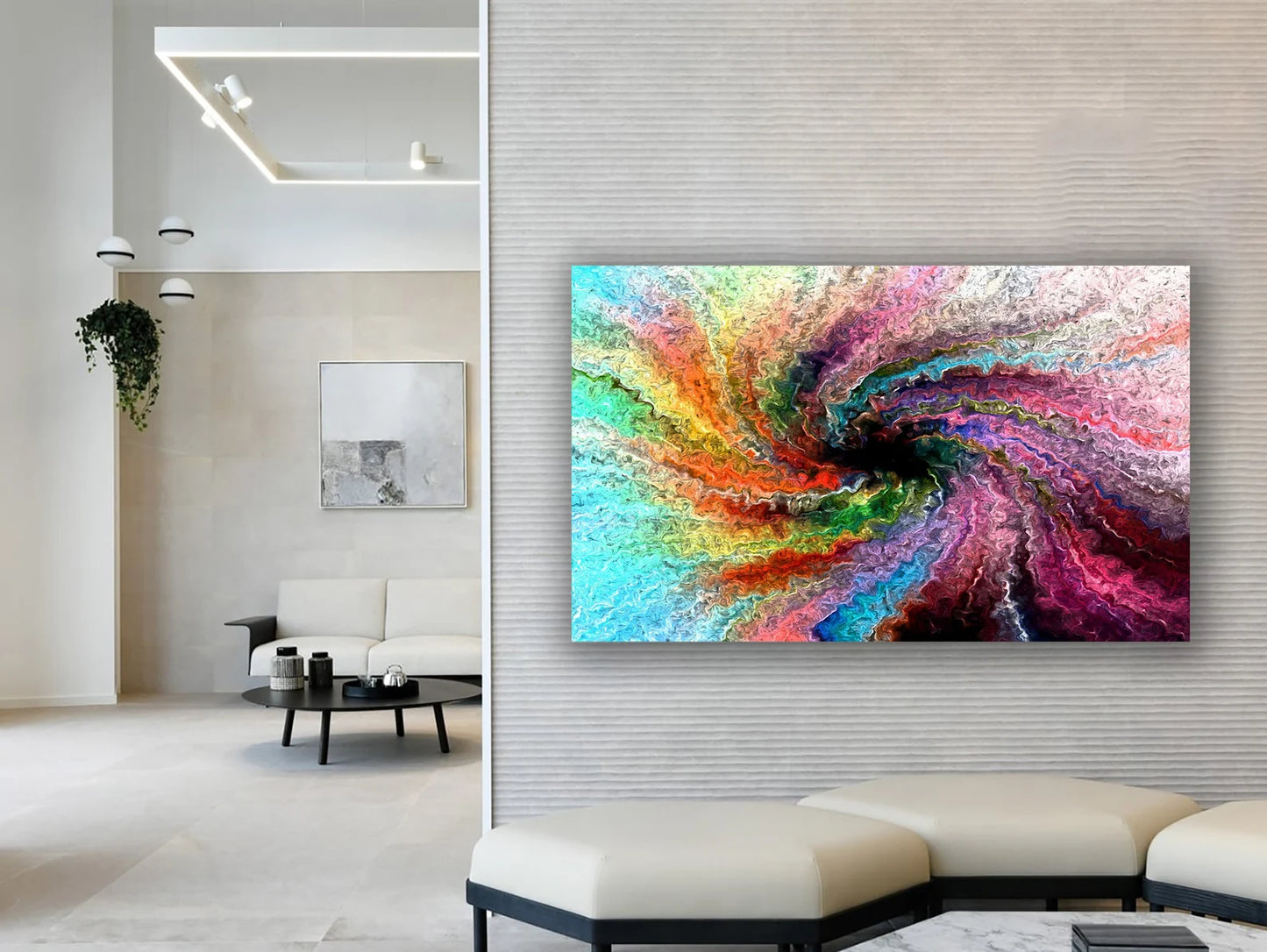 The Colorful Swirl Canva Art with Frame