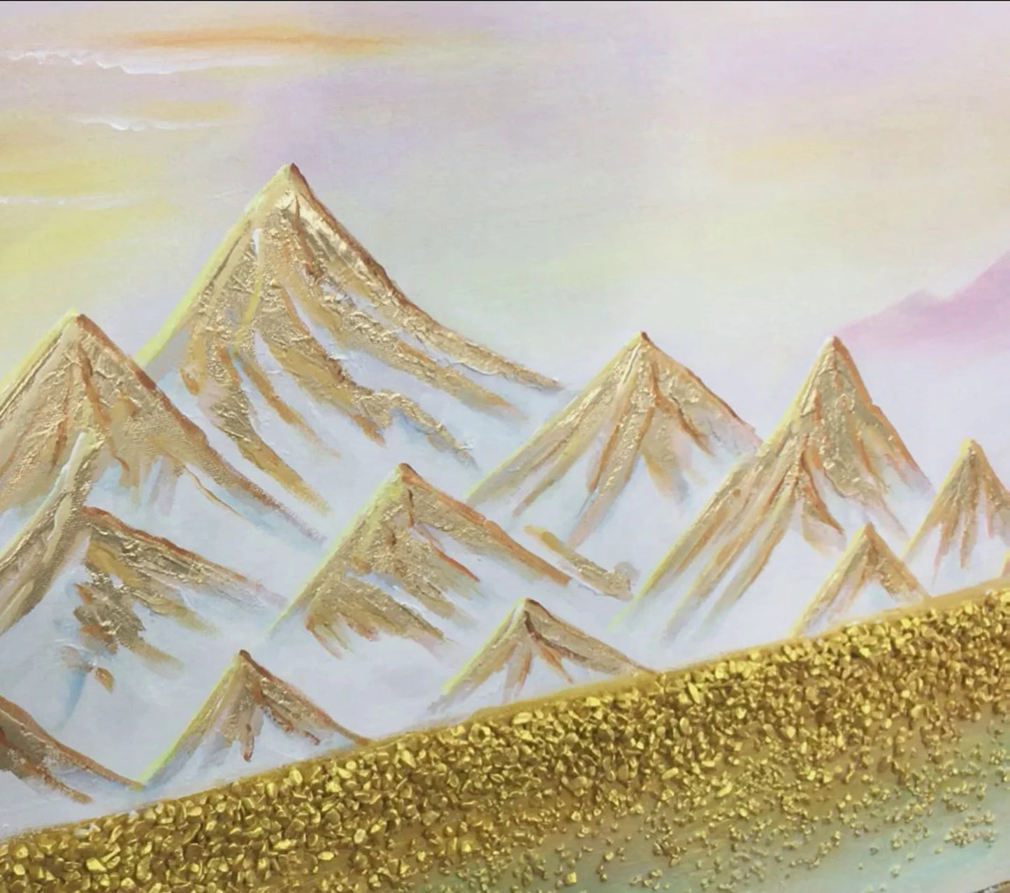 The Golden Mountains Oil Painting Handmade