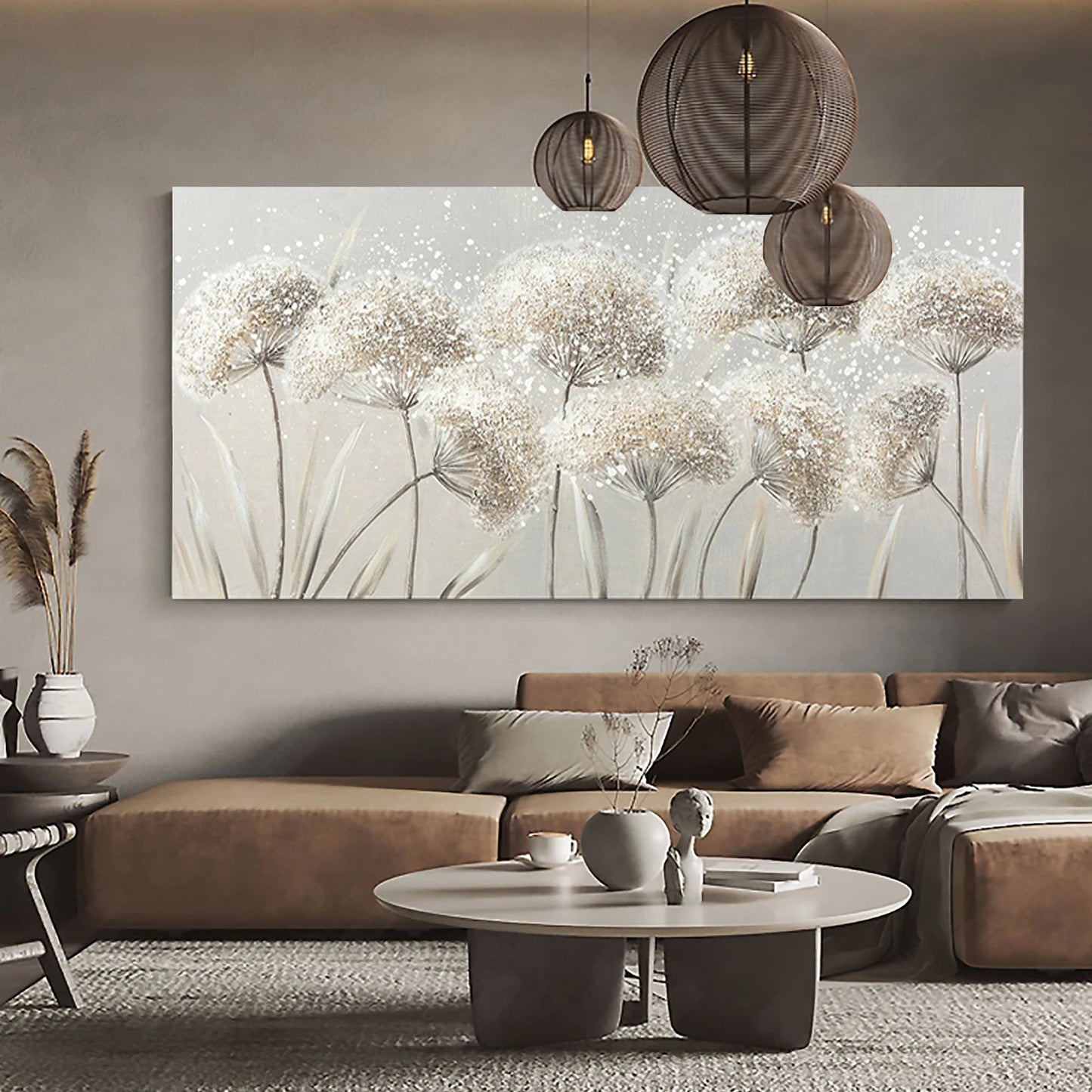 HAND DRAWN Dandelion Oil Painting