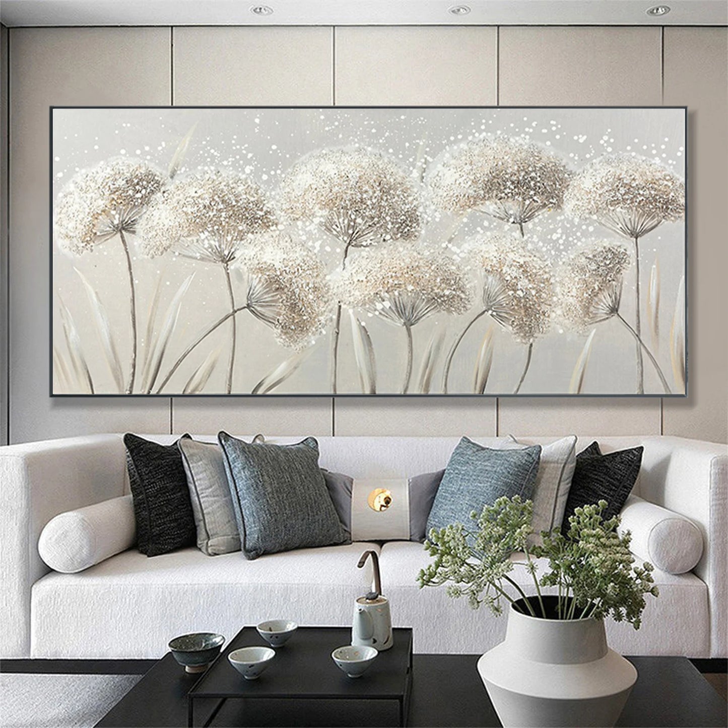 HAND DRAWN Dandelion Oil Painting