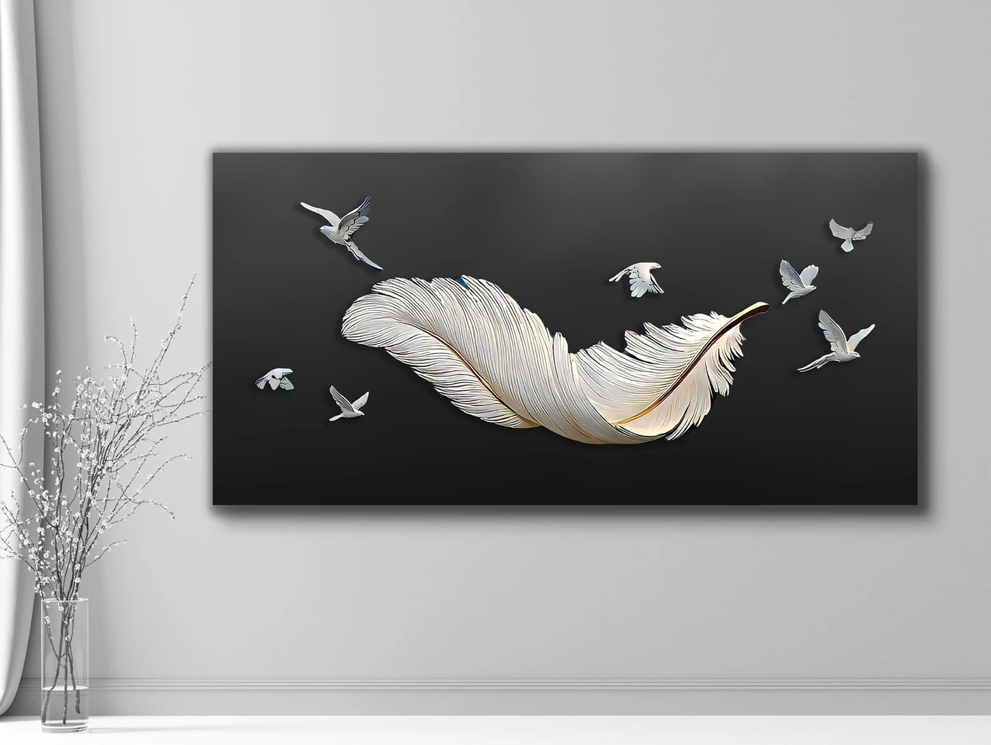 Feather and birds canvas