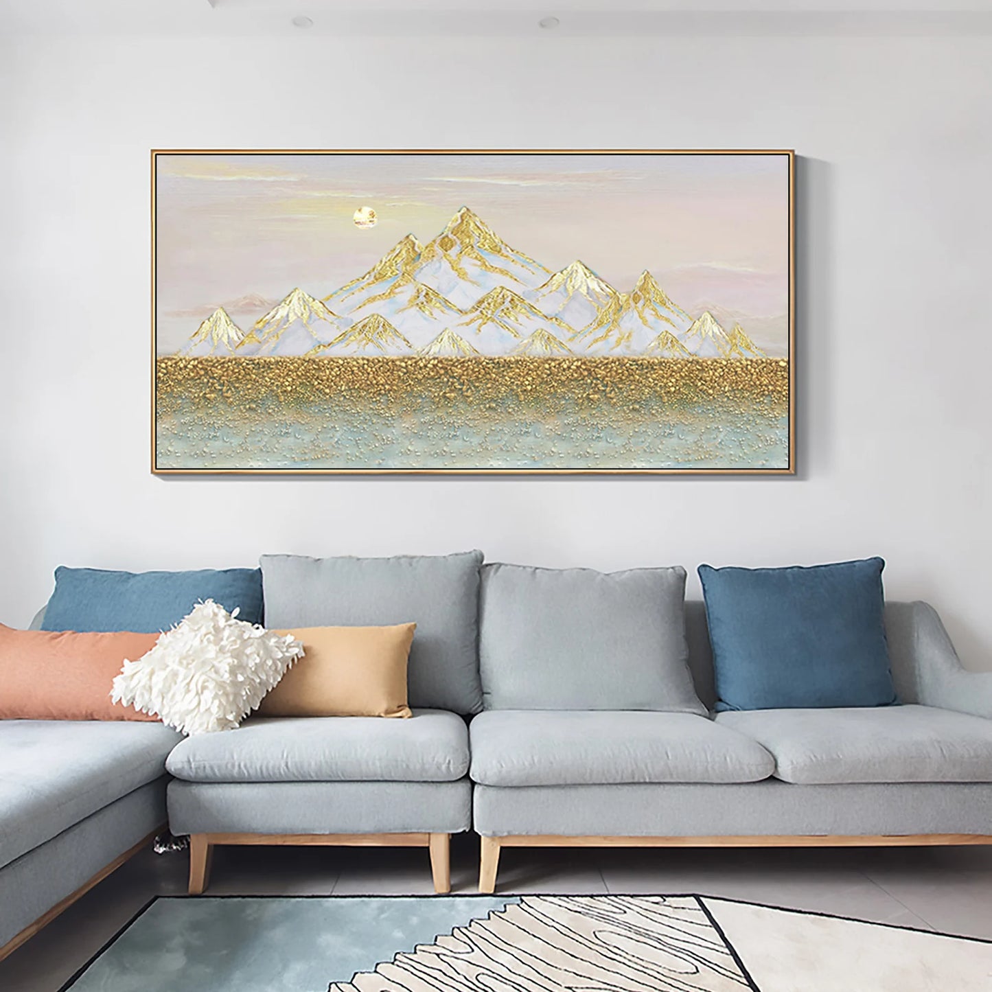 The Golden Mountains Oil Painting Handmade