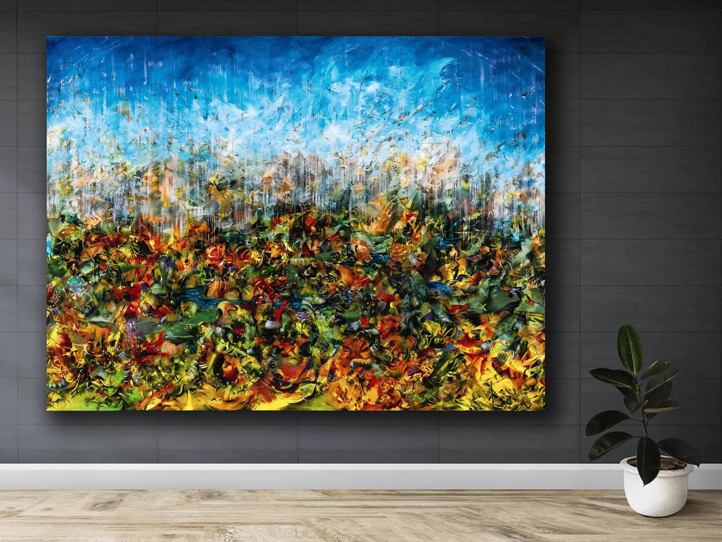 Flowers and sky canvas art