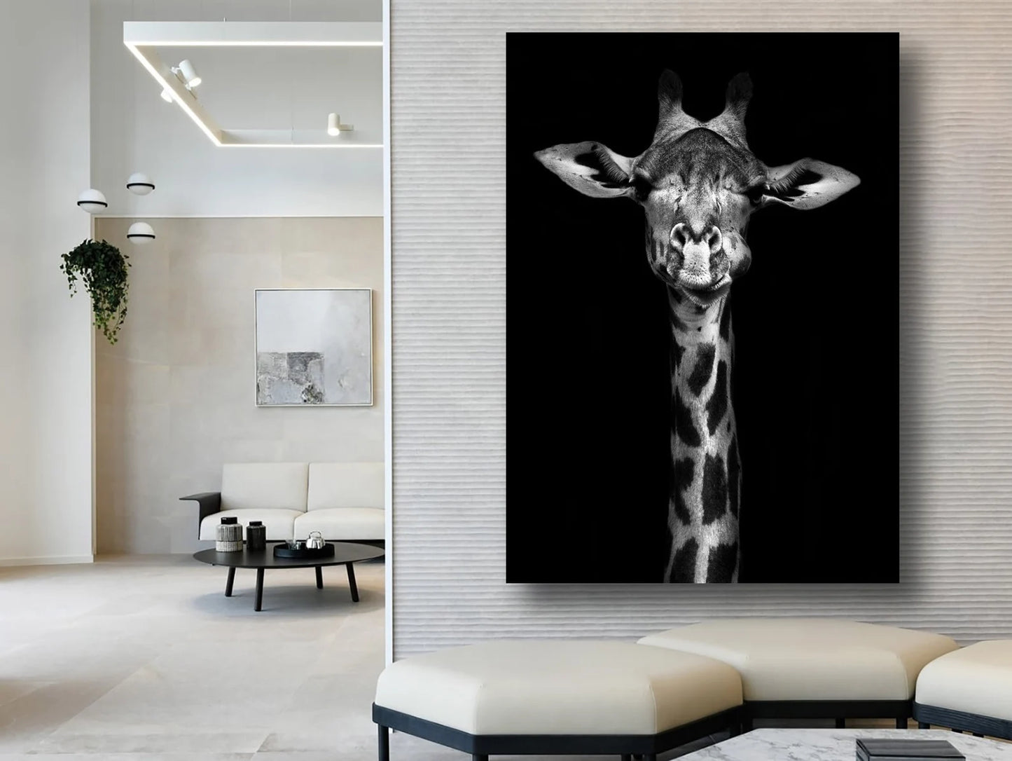 Giraffe in Black Leinwand