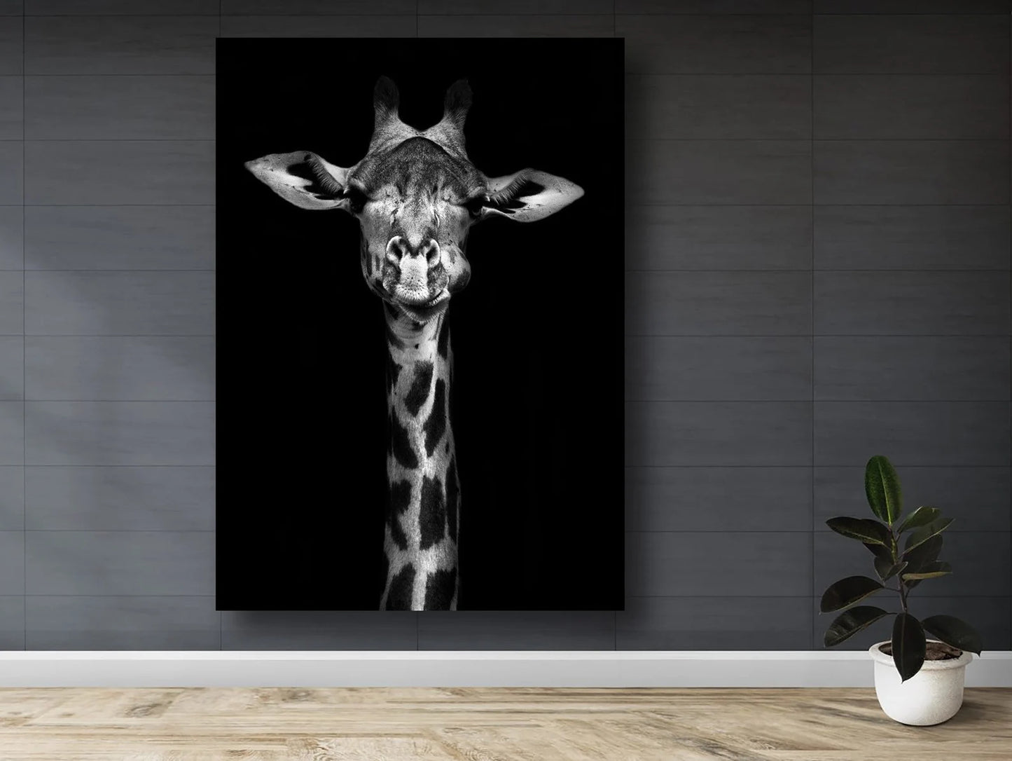 Giraffe in Black Leinwand