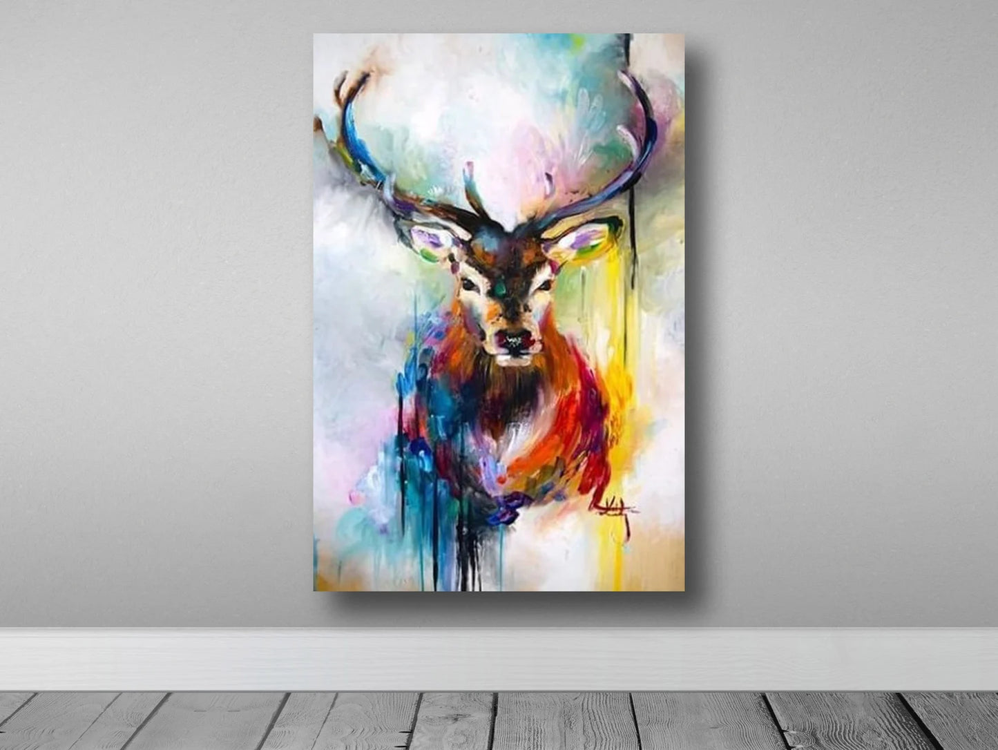 Colorful deer canvas