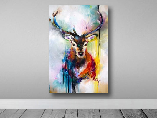 Colorful deer canvas