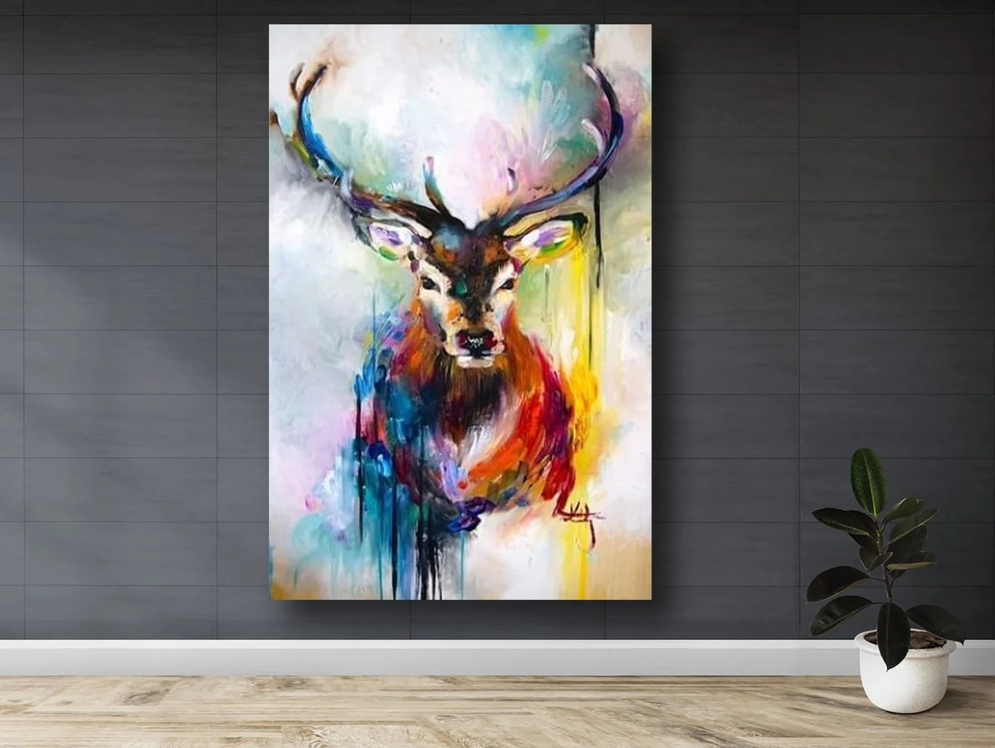 Colorful deer canvas