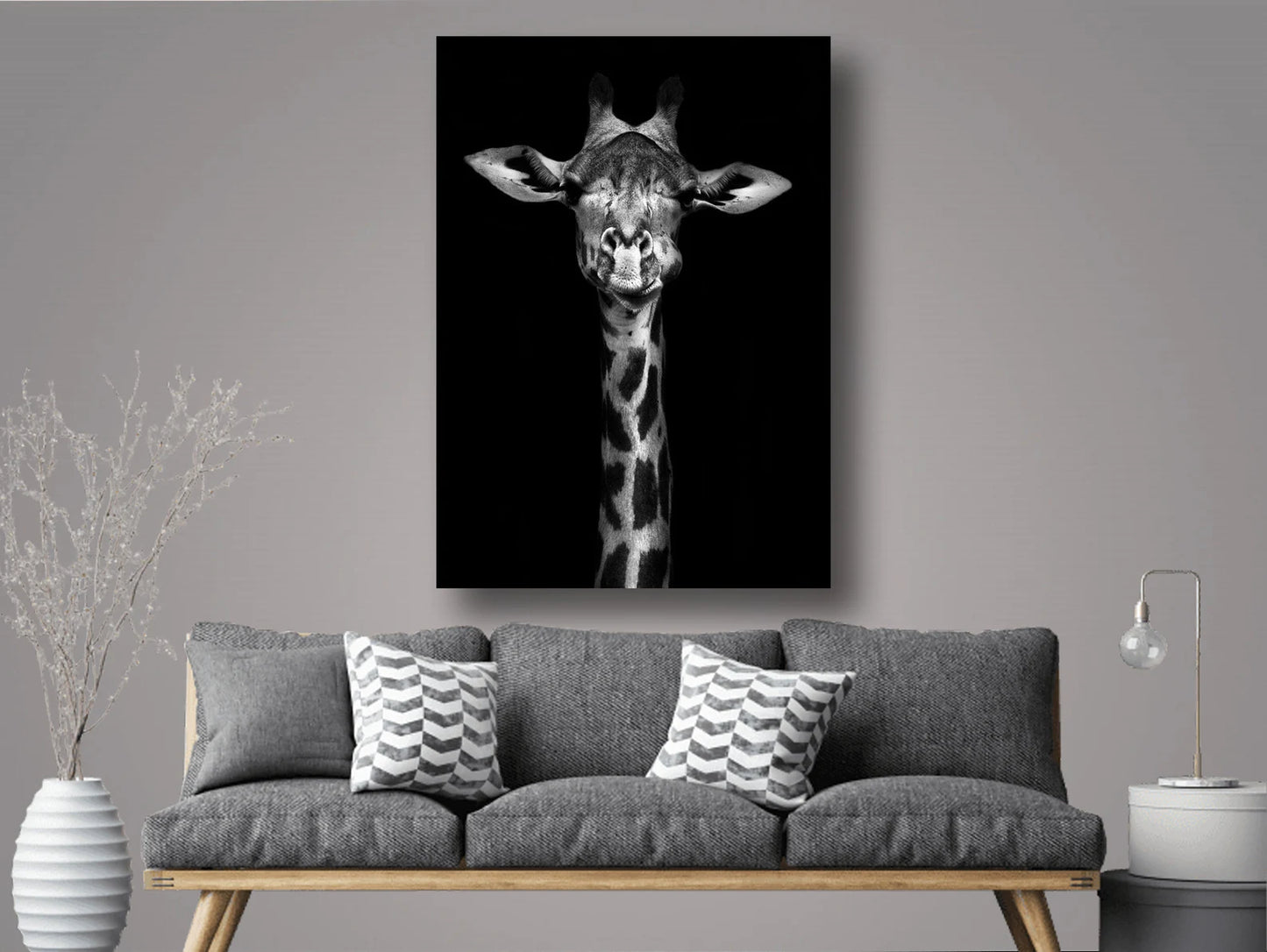 Giraffe in Black Leinwand