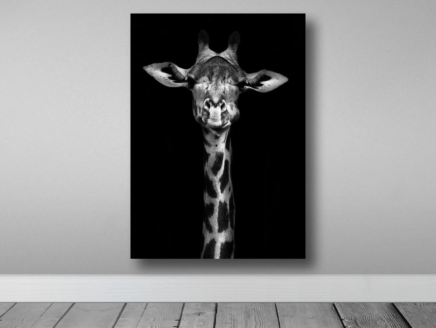 Giraffe in Black Leinwand