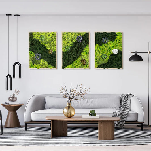 Moss art with lotus